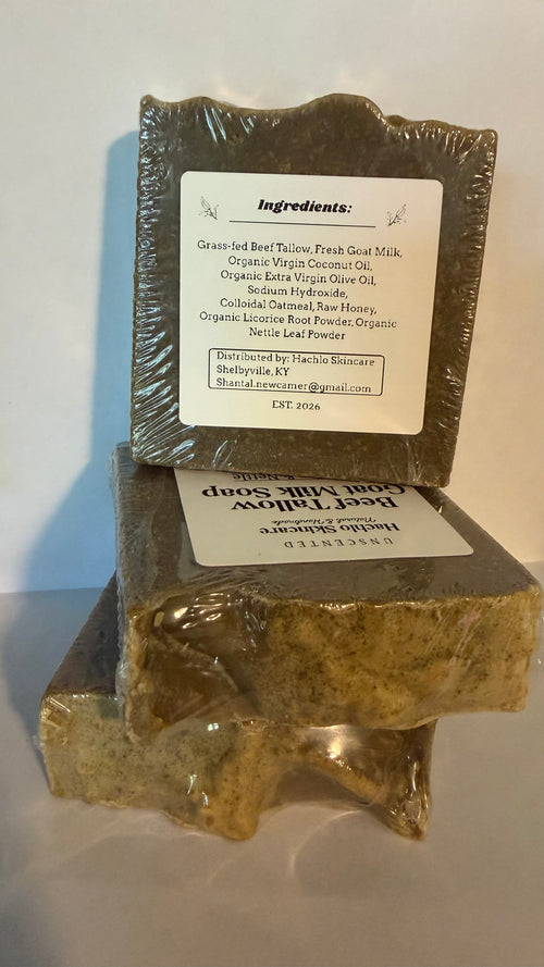 Unscented Licorice & Nettle Beef Tallow & Goat Milk Soap Bar - with Colloidal Oatmeal and Honey⁠