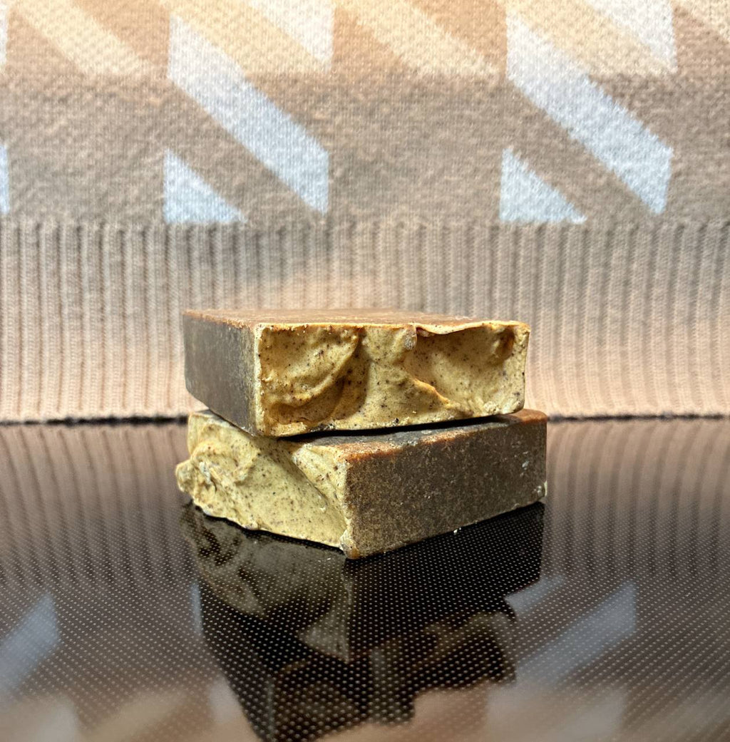 Unscented Turmeric & Coffee scrub Beef Tallow & Goat Milk Soap - with Colloidal Oatmeal and Honey⁠