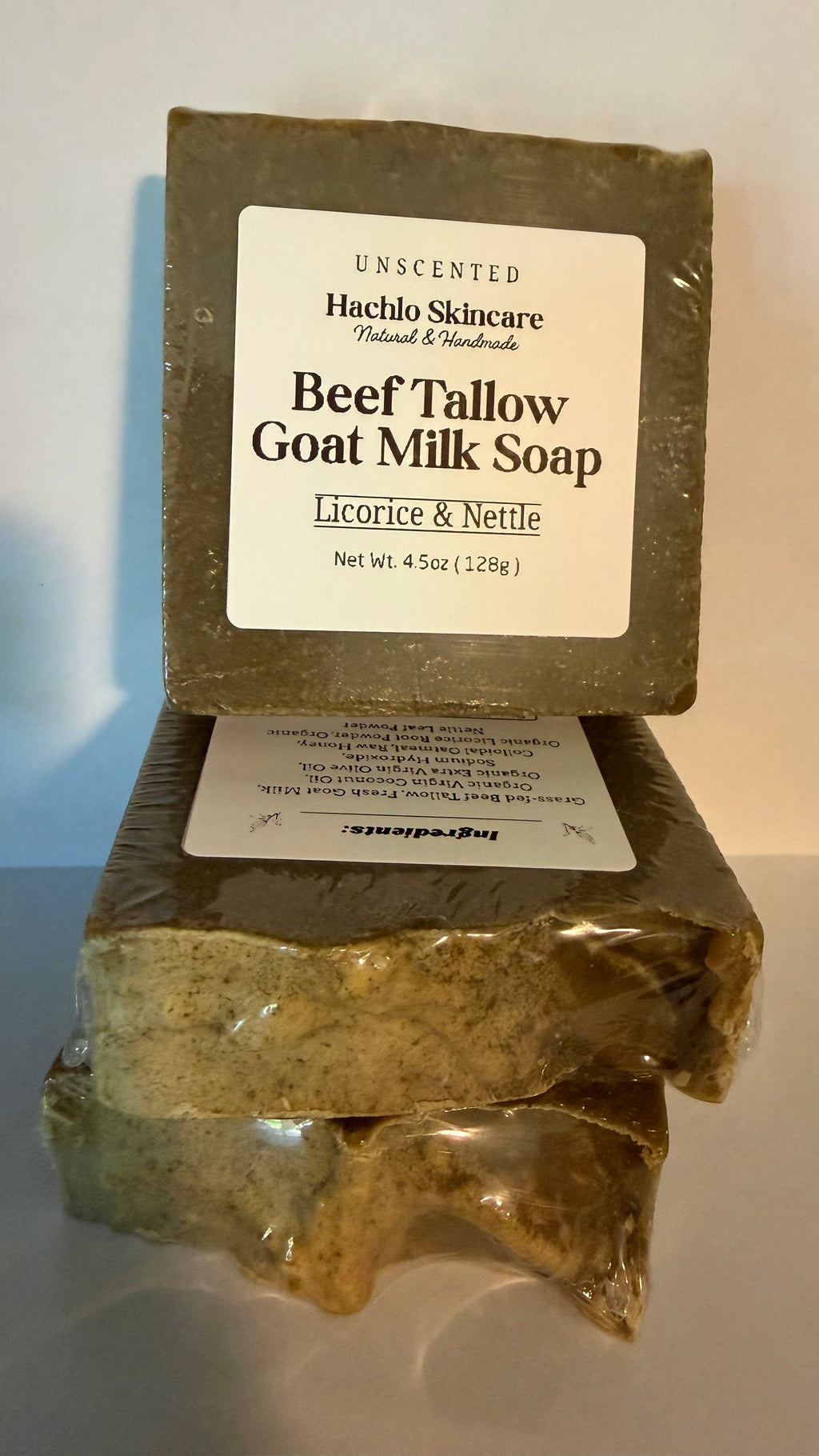 Unscented Licorice & Nettle Beef Tallow & Goat Milk Soap Bar - with Colloidal Oatmeal and Honey⁠
