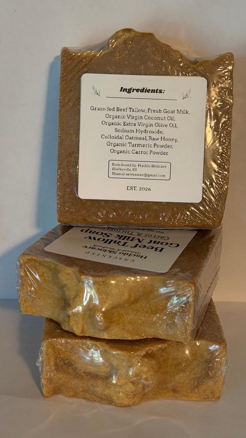Unscented Carrot & Turmeric Beef Tallow & Goat Milk Soap - with Colloidal oatmeal and Honey