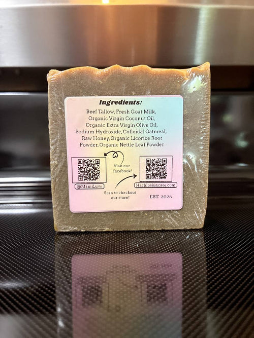 Unscented Licorice & Nettle Beef Tallow & Goat Milk Soap Bar - with Colloidal Oatmeal and Honey⁠