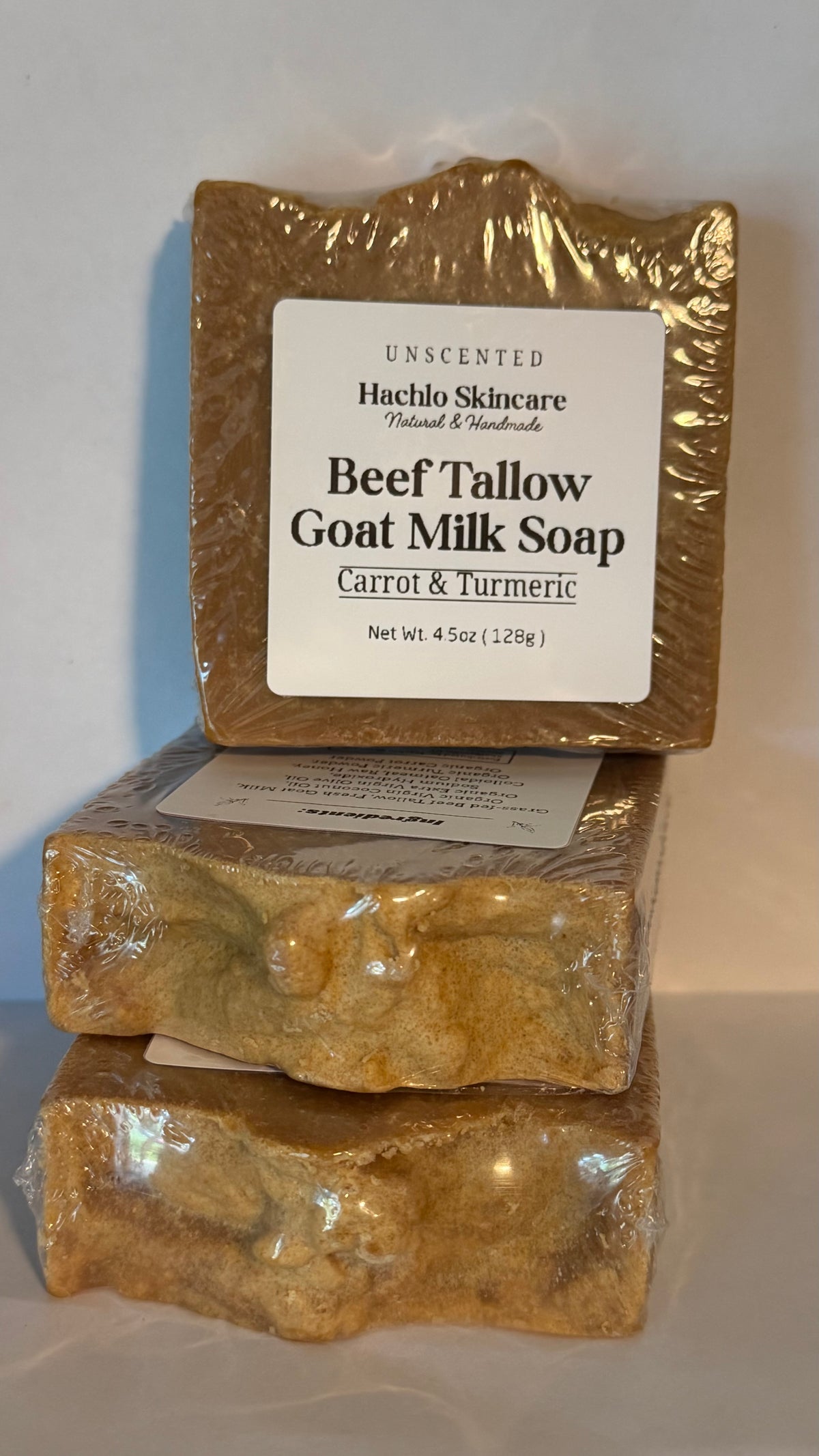 Unscented Carrot & Turmeric Beef Tallow & Goat Milk Soap - with Colloidal oatmeal and Honey