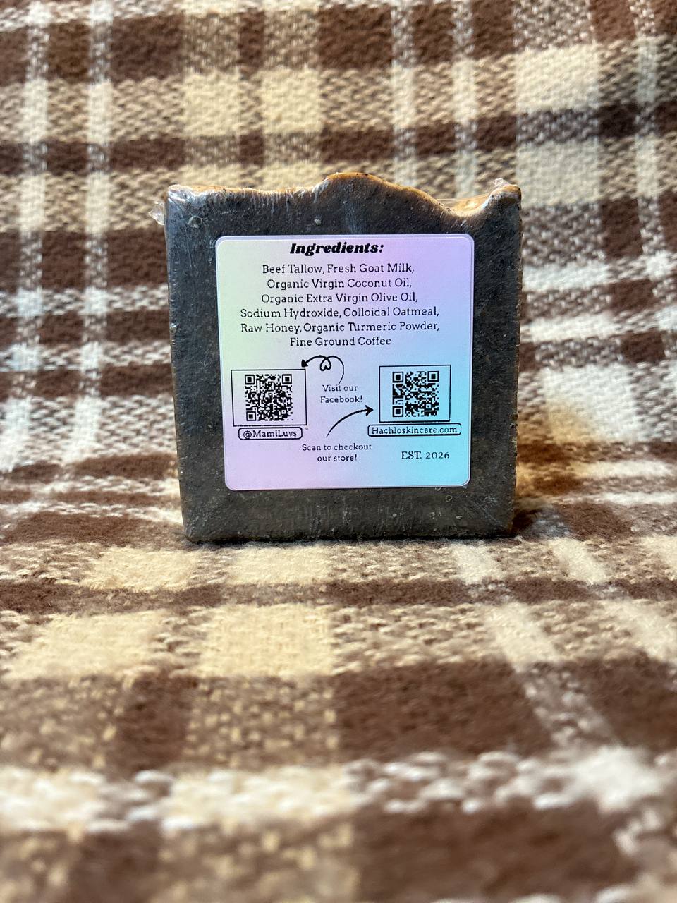 Unscented Turmeric & Coffee scrub Beef Tallow & Goat Milk Soap - with Colloidal Oatmeal and Honey⁠