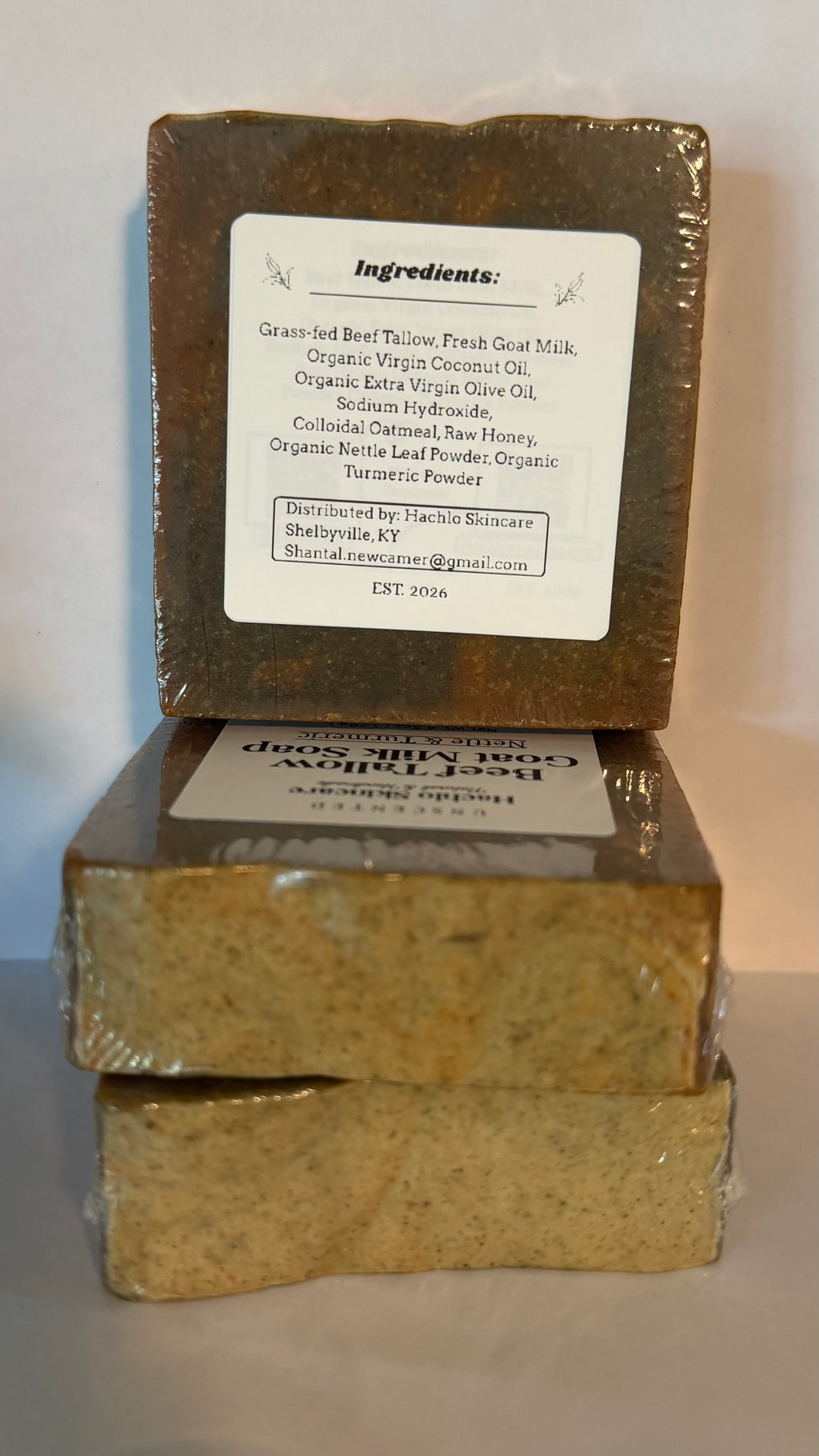 Unscented Nettle & Turmeric Beef Tallow & Goat Milk Soap Bar - with Colloidal Oatmeal and Honey⁠