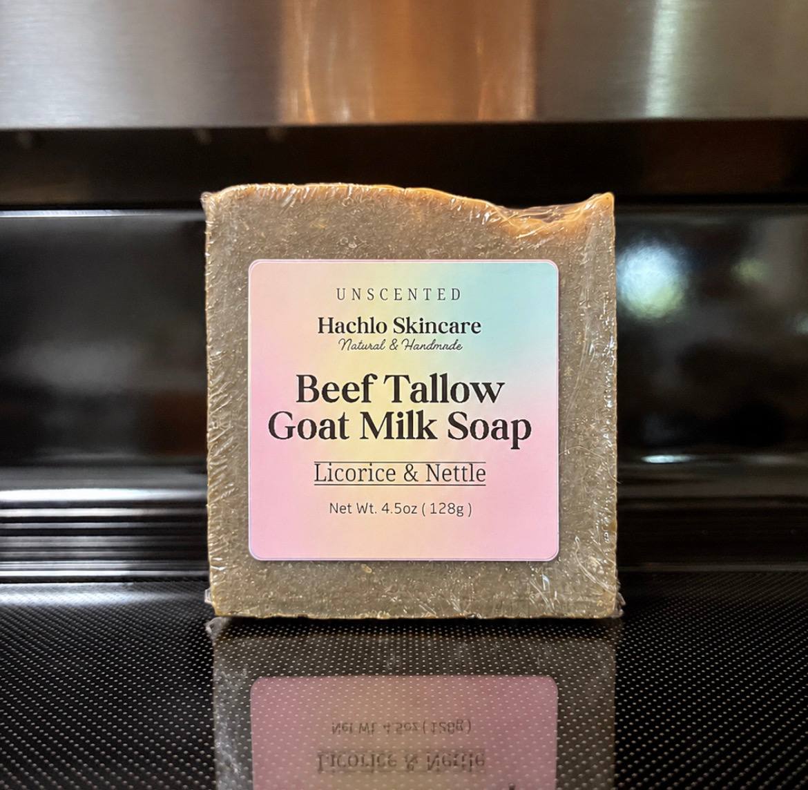 Unscented Licorice & Nettle Beef Tallow & Goat Milk Soap Bar - with Colloidal Oatmeal and Honey⁠