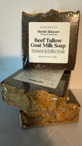 Unscented Turmeric & Coffee scrub Beef Tallow & Goat Milk Soap - with Colloidal Oatmeal and Honey⁠