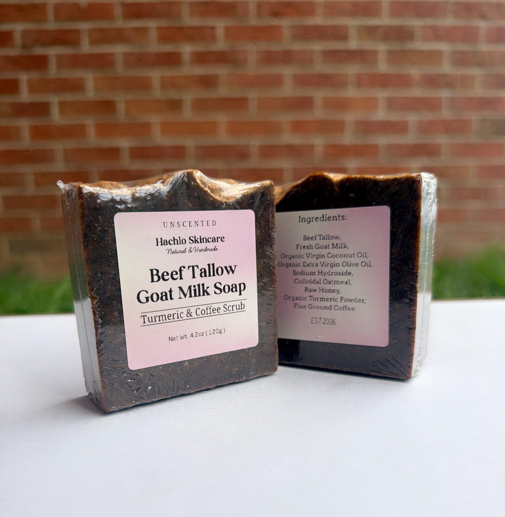 Unscented Carrot & Coffee scrub Beef Tallow & Goat Milk Soap - with Colloidal Oatmeal and Honey⁠
