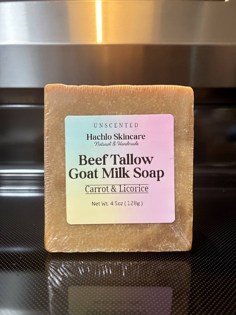 Unscented Carrot & Licorice Beef Tallow & Goat Milk Soap Bar - with Colloidal Oatmeal and Honey⁠