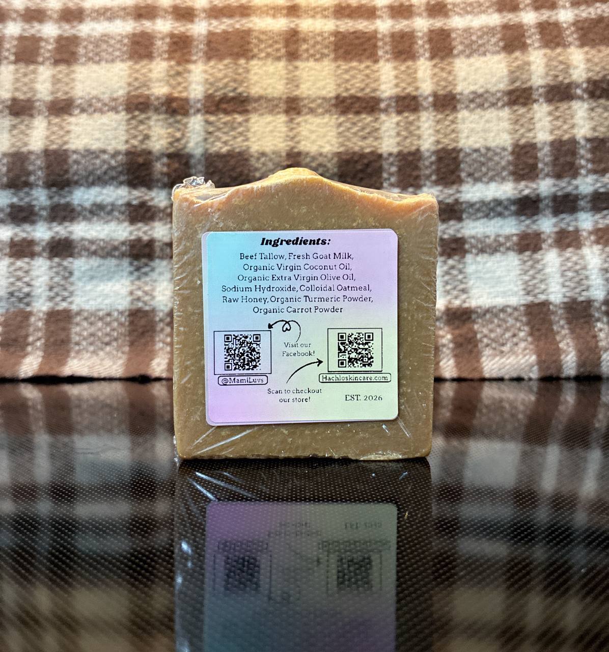 Unscented Carrot & Turmeric Beef Tallow & Goat Milk Soap - with Colloidal Oatmeal and Honey⁠