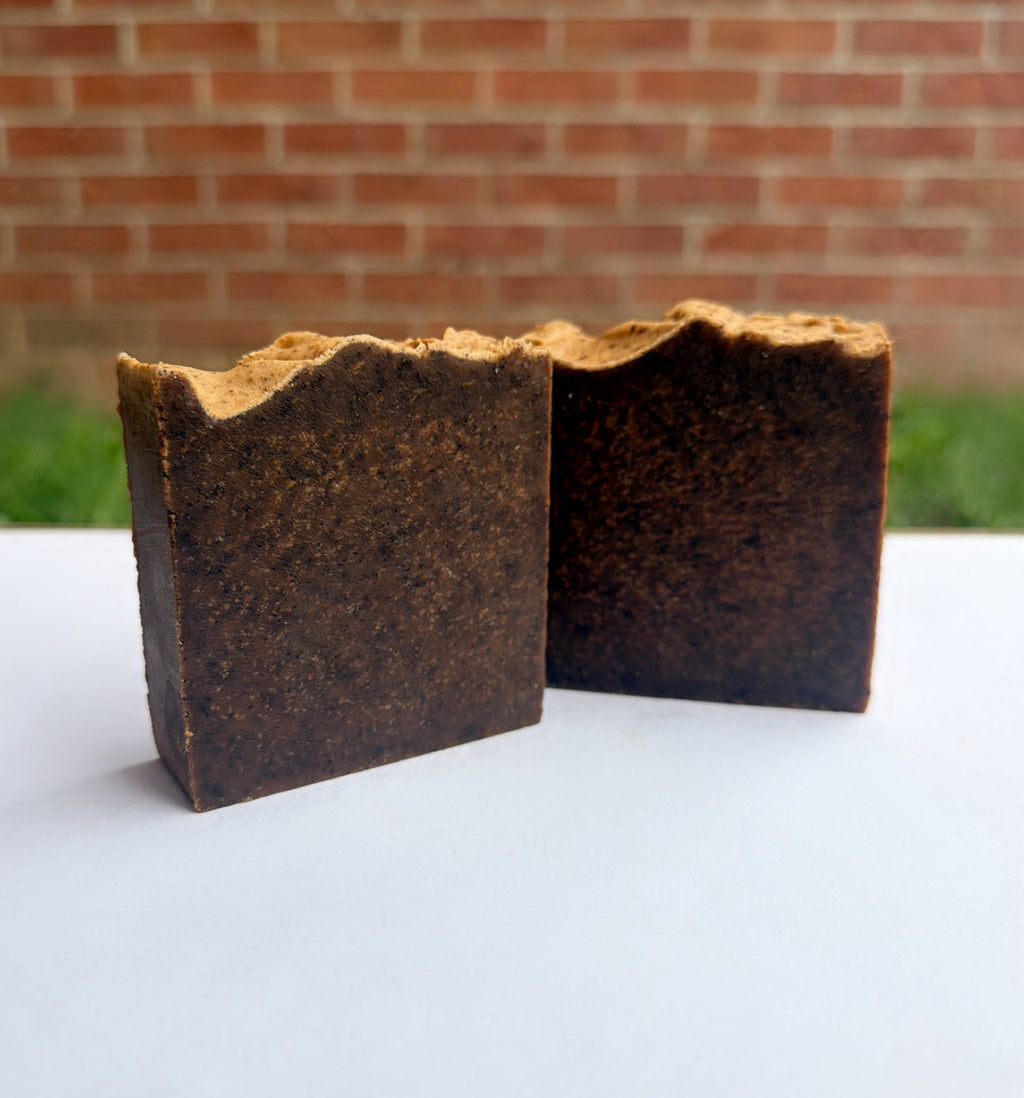 Unscented Carrot & Coffee scrub Beef Tallow & Goat Milk Soap - with Colloidal Oatmeal and Honey⁠