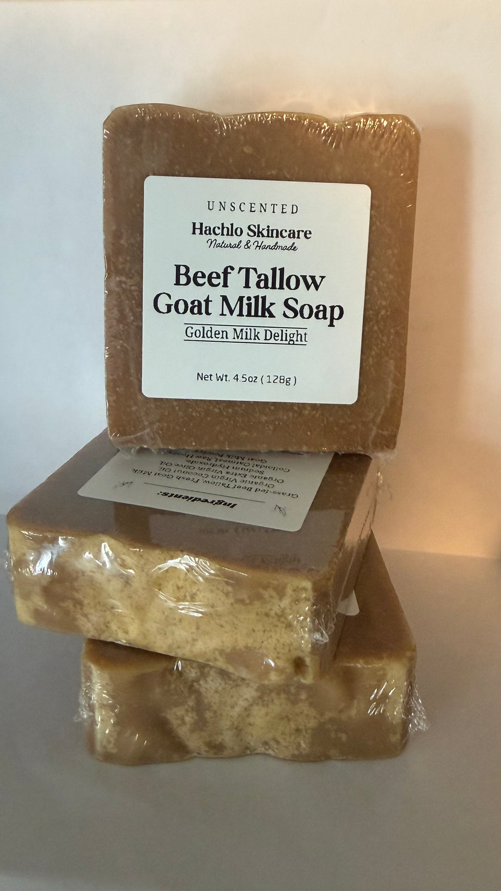 Unscented Golden Milk Delight Beef Tallow & Goat Milk Soap Bar - with Colloidal Oatmeal and Honey⁠