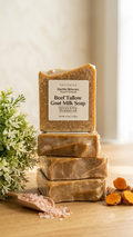 Unscented Turmeric & Pink Himalayan Salt Beef Tallow & Goat Milk Soap Bar - with Colloidal Oatmeal and Honey⁠